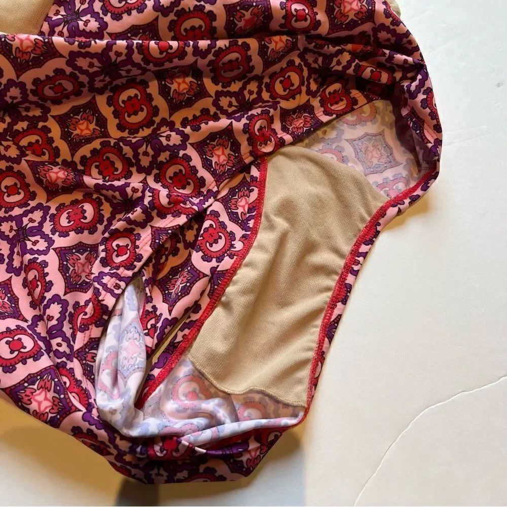 Swimsuits For All One Piece Swim Dress Size 30 Purple and Pink Print - Picture 12 of 14